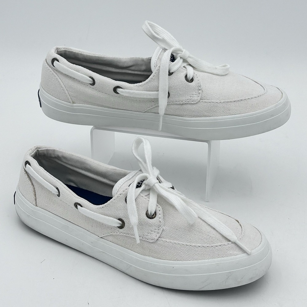 Sperry Shoes Womens 7M Drift Hale Boat‎ Off White Canvas Slip On Lightweight